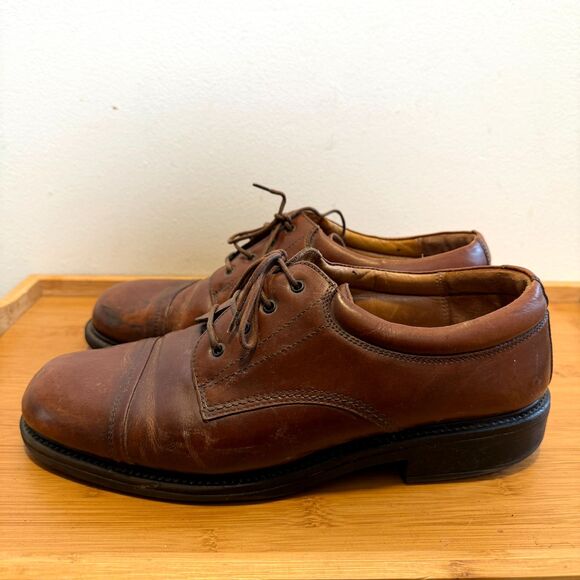 Bass Leather Cap Toe Oxford Dress Shoes Brown Mens 10.5 Wide Made Italy main image 7